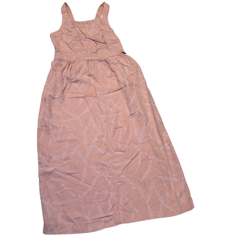 Prana Women's Peach Leaf Print Tencel Lyocell Midi Dress XS Pockets